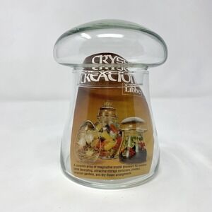 Vtg 70s Libbey Crystal Creations Mushroom Clear Glass Jar Canister 5" Terrarium